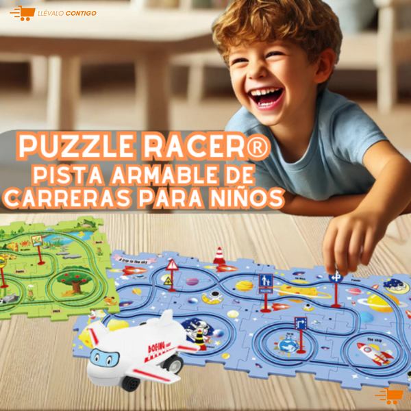 PUZZLE RACER®  Pista 25 piezas armables + carro eléctrico